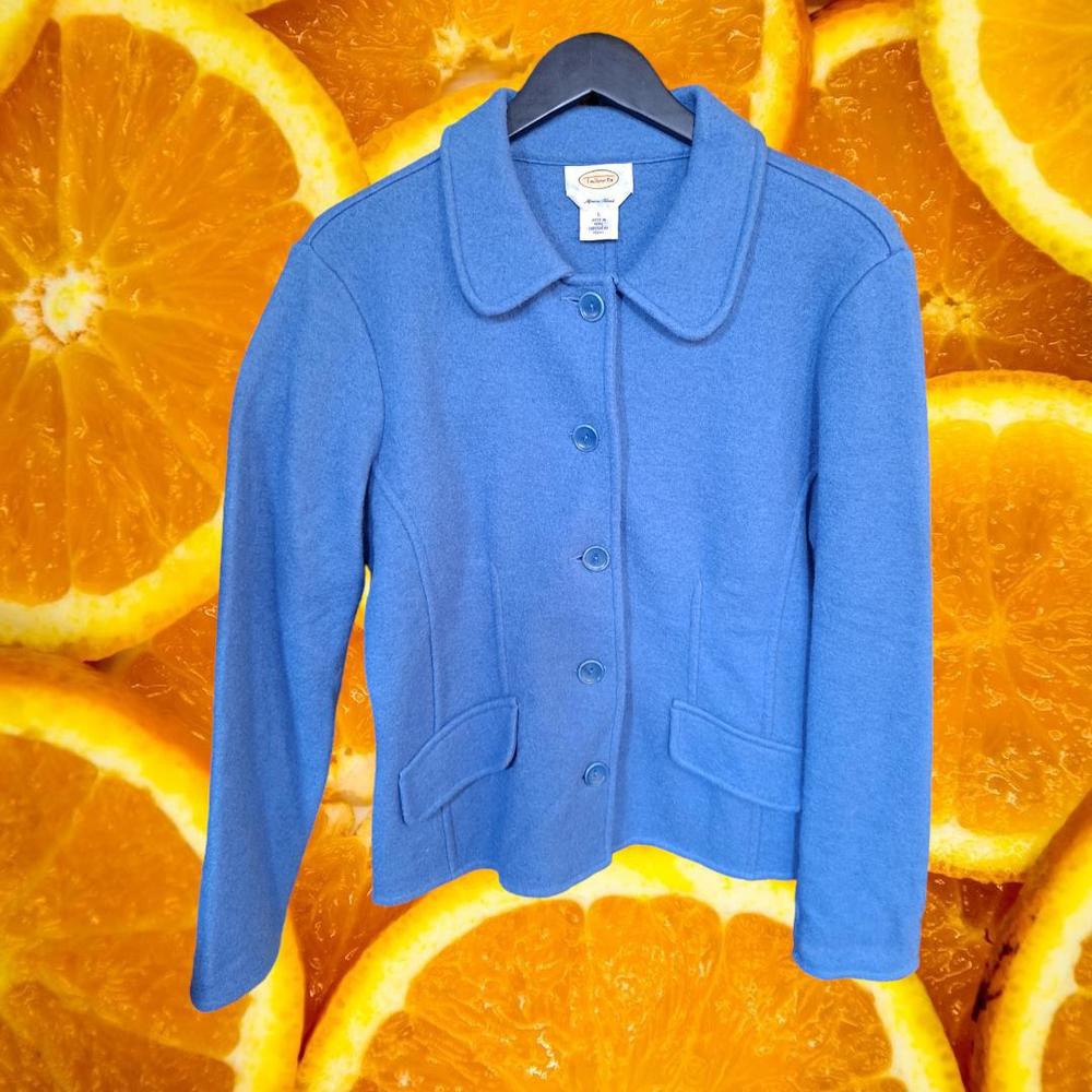 Talbots Alpaca Blend Button Up Collared Blue Blaz… - image 3